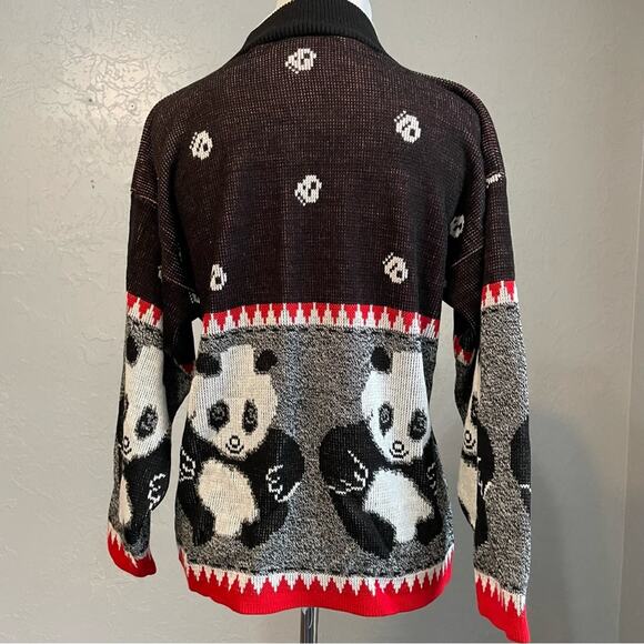 Bears Crossing Vintage Sweater Medium Panda Bears 80s 90s Novelty Crewneck USA - Picture 6 of 8